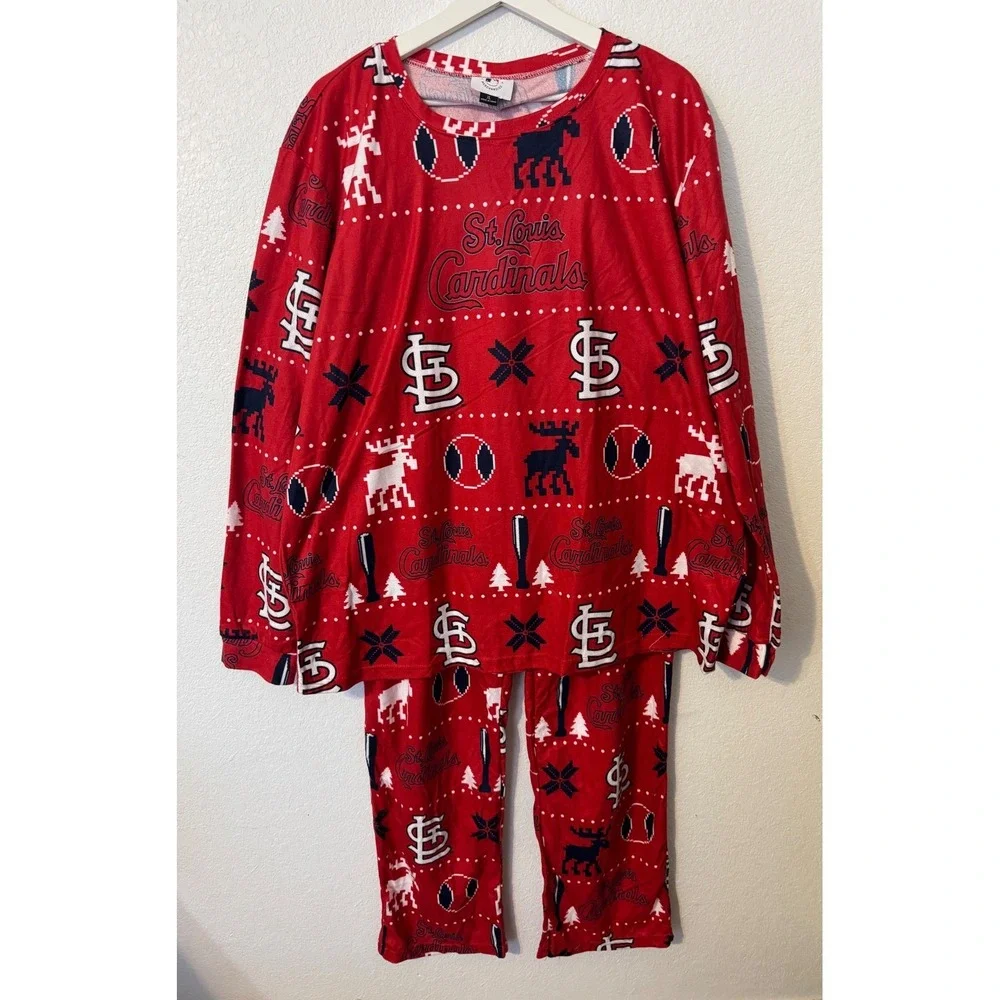 St. Louis Cardinals MLB Christmas‎ Pajama Set Womens XL Red Holiday Moose